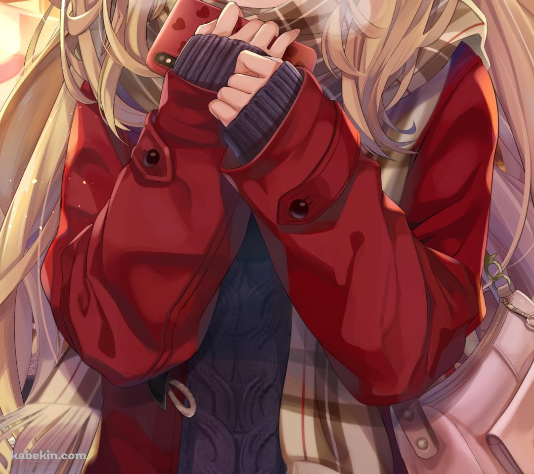 待ち合わせをする赤いコートを着た可愛いエレシュキガル / fate/grand orderのAndroidの壁紙(1080px x 960px) スマホ用