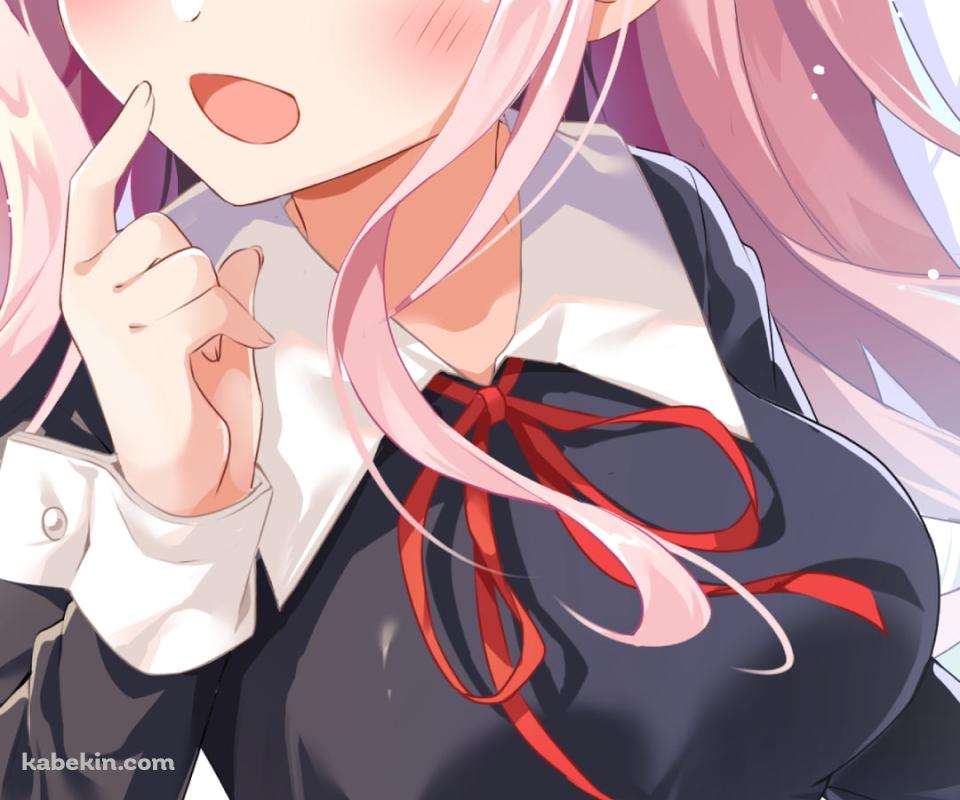 口元に指をあてるプニプニの藤原千花 / かぐや様は告らせたい~天才たちの恋愛頭脳戦~のAndroidの壁紙(960px x 800px) スマホ用