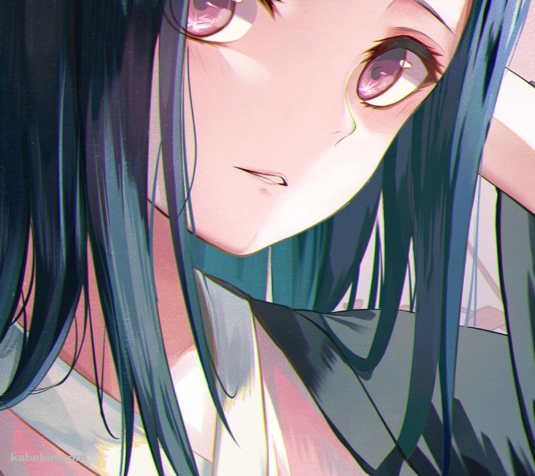 頭の上に手をあてる可愛い竈門禰豆子 / 羽織 / 彼岸花 / 鬼滅の刃のAndroidの壁紙(1080px x 960px) スマホ用