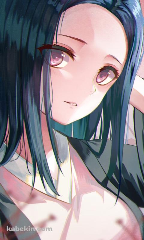 頭の上に手をあてる可愛い竈門禰豆子 / 羽織 / 彼岸花 / 鬼滅の刃のAndroidの壁紙(480px x 800px) スマホ用