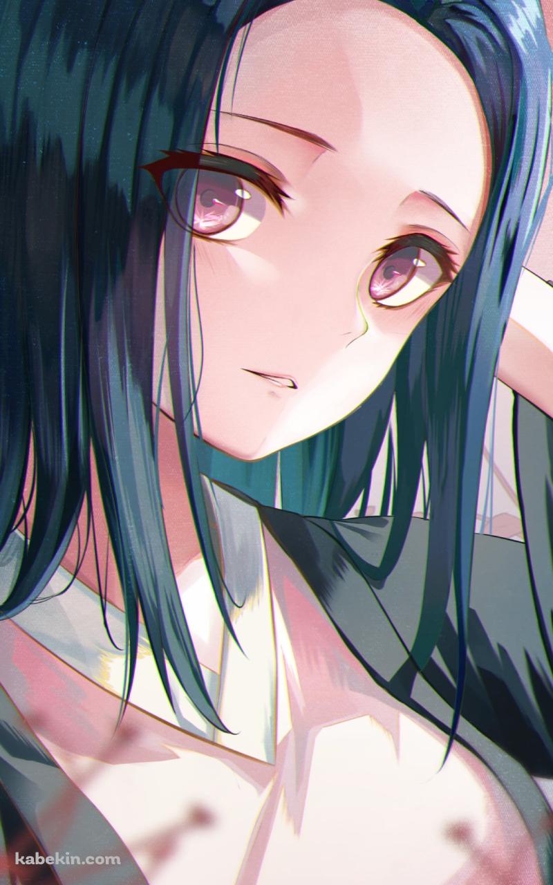 頭の上に手をあてる可愛い竈門禰豆子 / 羽織 / 彼岸花 / 鬼滅の刃のAndroidの壁紙(800px x 1280px) スマホ用