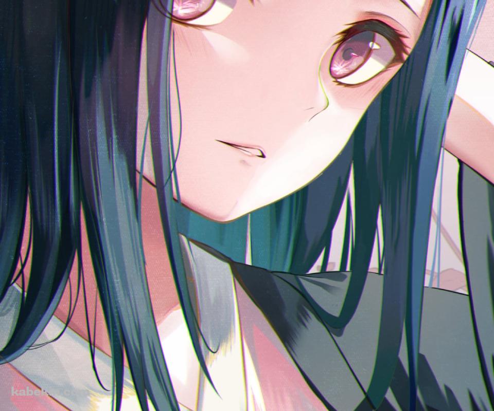 頭の上に手をあてる可愛い竈門禰豆子 / 羽織 / 彼岸花 / 鬼滅の刃のAndroidの壁紙(960px x 800px) スマホ用