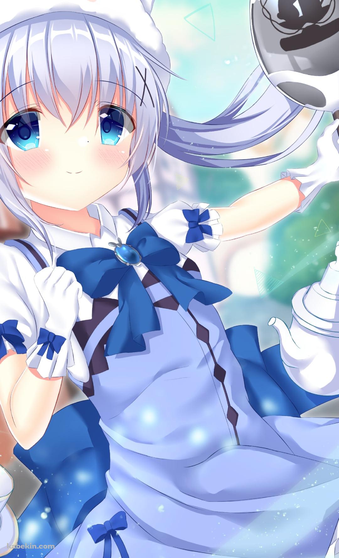 大きなスプーンを持つ可愛い香風智乃 / 急須 / ティーカップ / ご注文はうさぎですか?のAndroidの壁紙(1080px x 1776px) スマホ用