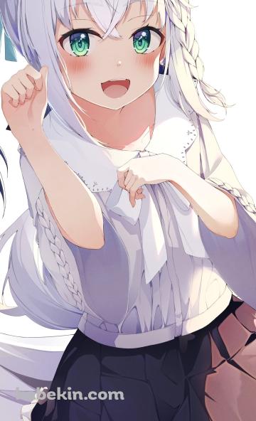 猫のようなポーズをとる可愛い白上フブキ / ホロライブ / バーチャルYouTuber / VtuberのAndroidの壁紙(360px x 592px) スマホ用