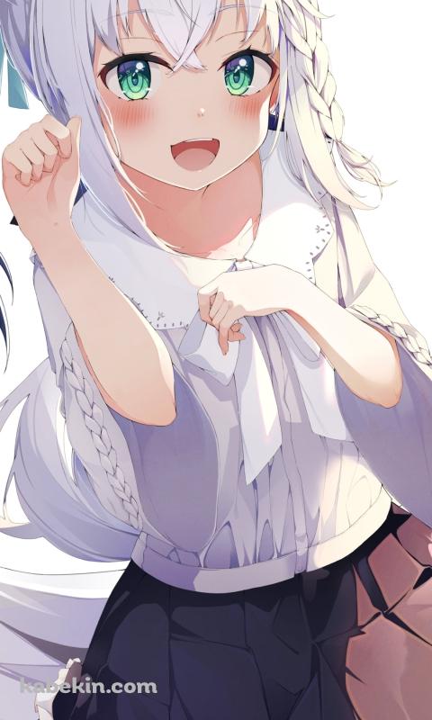 猫のようなポーズをとる可愛い白上フブキ / ホロライブ / バーチャルYouTuber / VtuberのAndroidの壁紙(480px x 800px) スマホ用