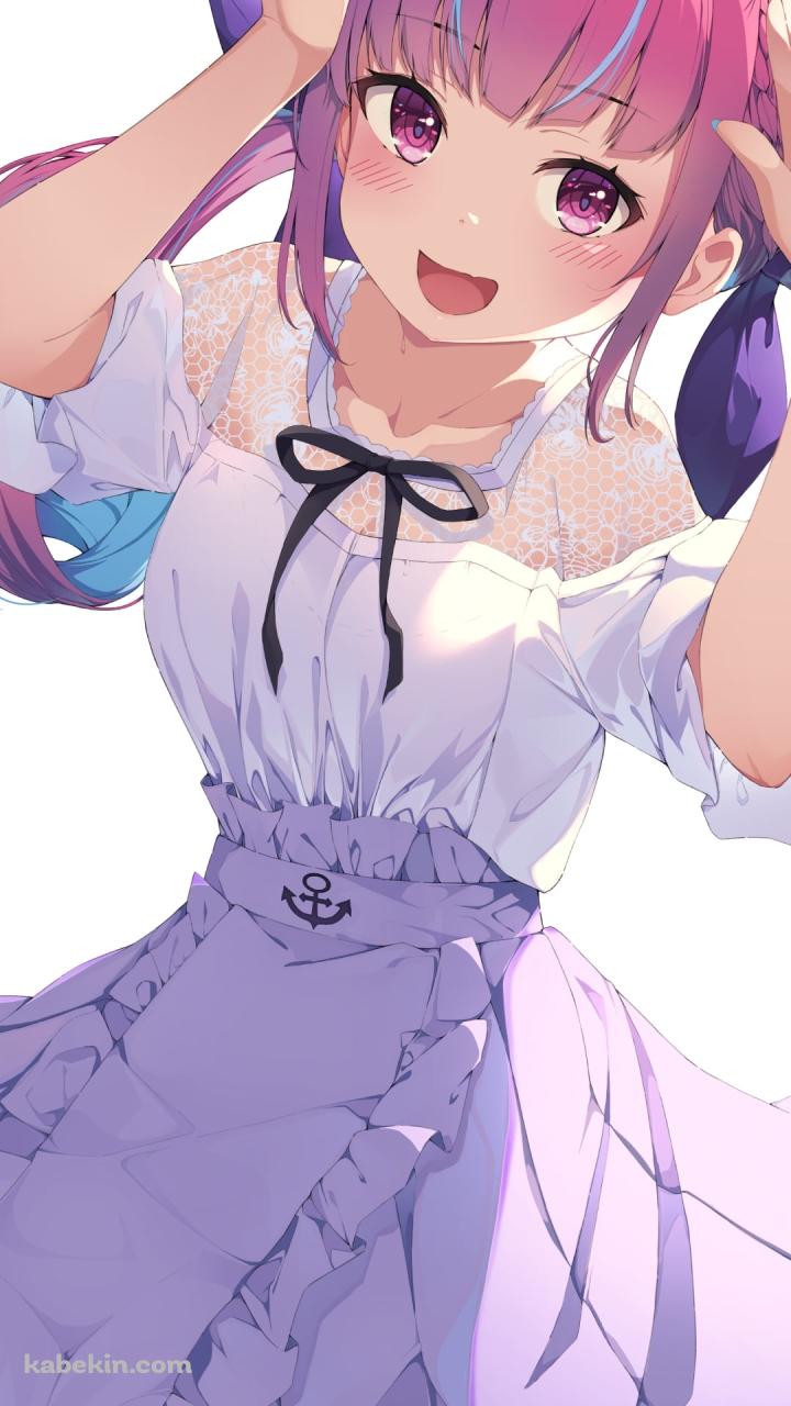 ぴょんぴょんポーズをする可愛い湊あくあ / ホロライブ / バーチャルYouTuber / VtuberのAndroidの壁紙(720px x 1280px) スマホ用