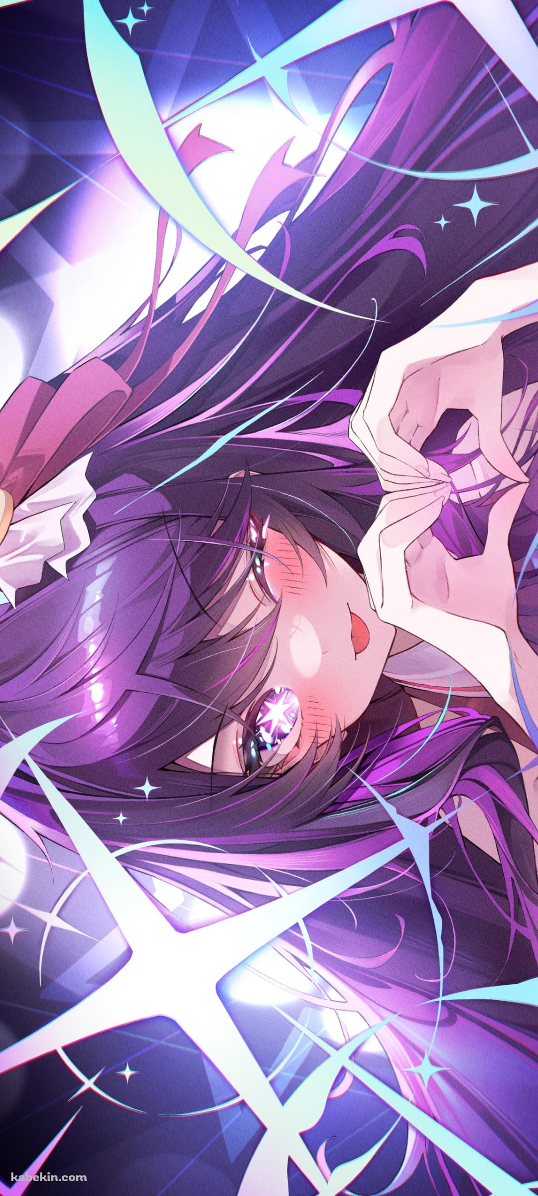 手でハートを作りウィンクをする星野アイ / キラキラの瞳 / 大きなキラキラ / 推しの子のAndroidの壁紙(1080px x 2400px) スマホ用