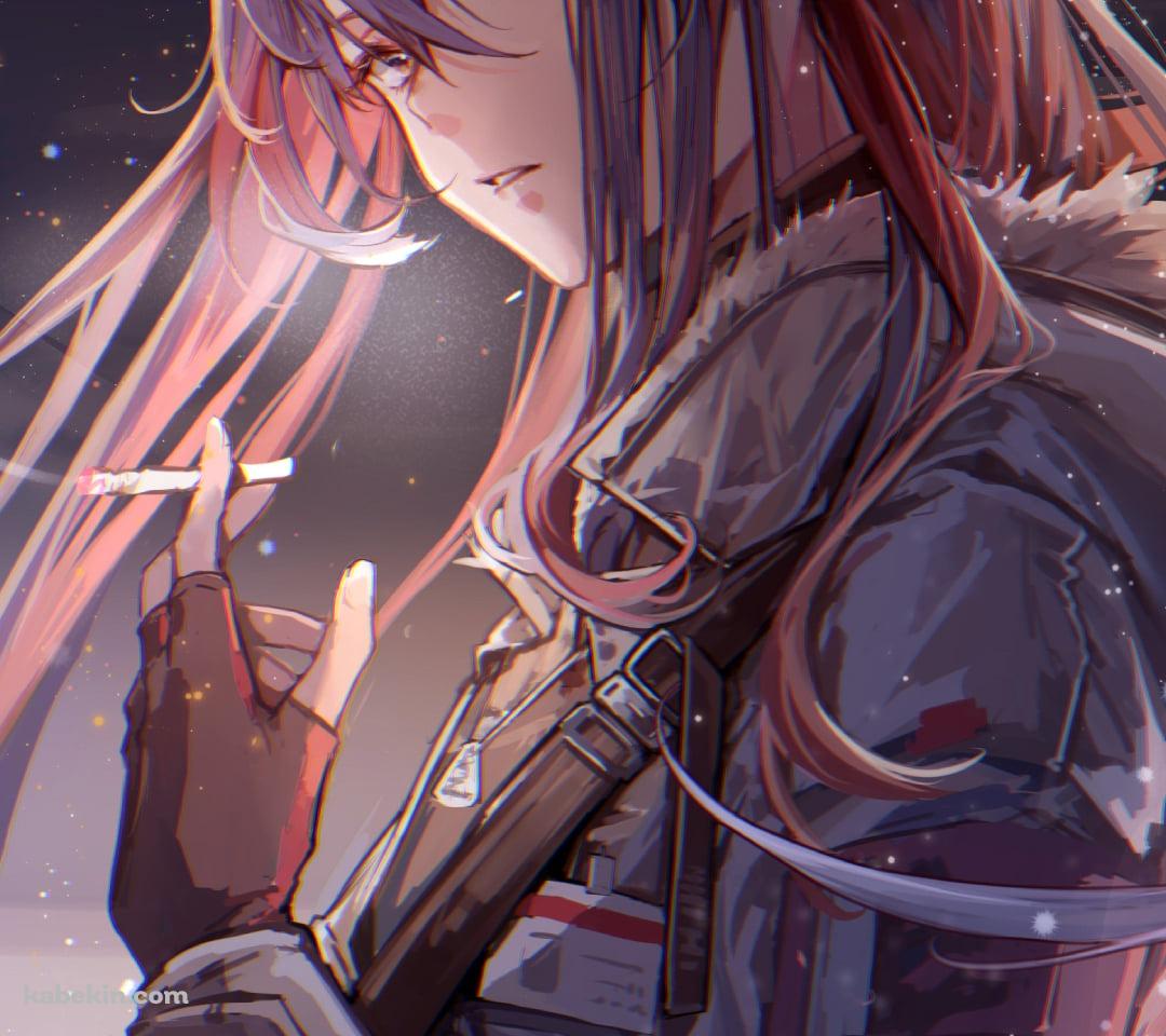 雪が降る中、タバコを吸うテキサス / アークナイツのAndroidの壁紙(1080px x 960px) スマホ用