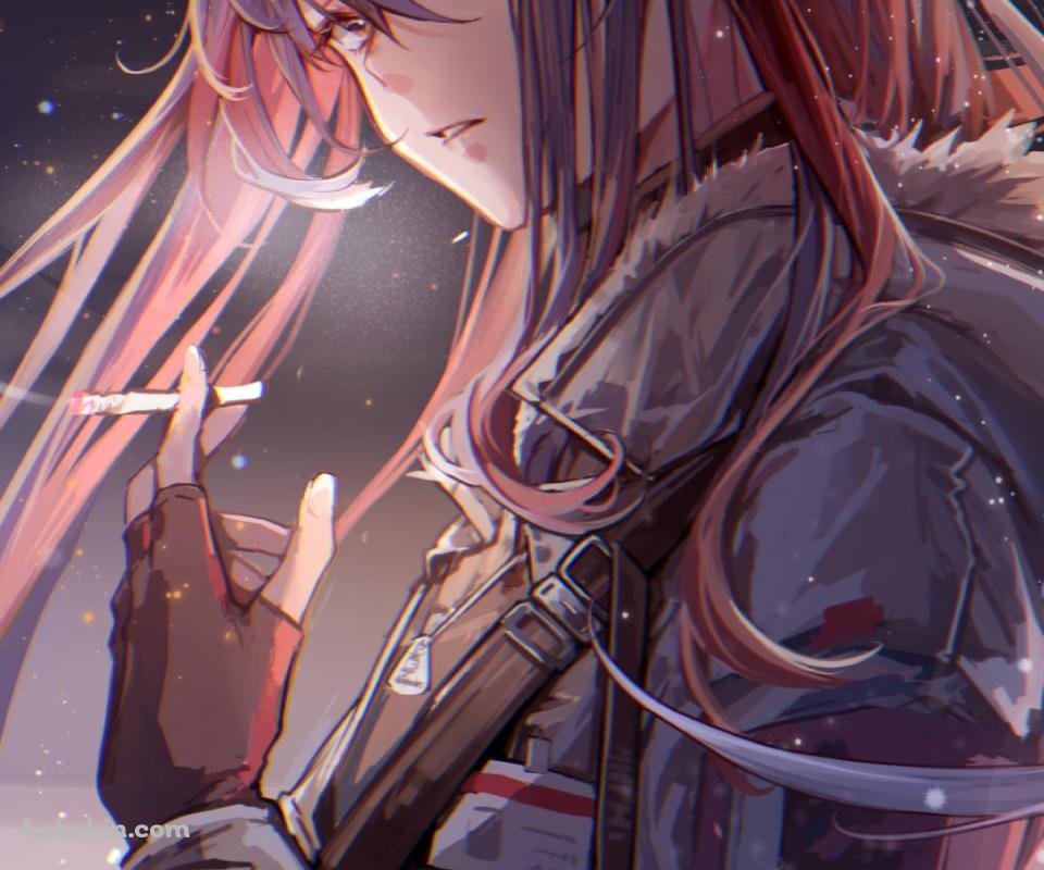 雪が降る中、タバコを吸うテキサス / アークナイツのAndroidの壁紙(960px x 800px) スマホ用