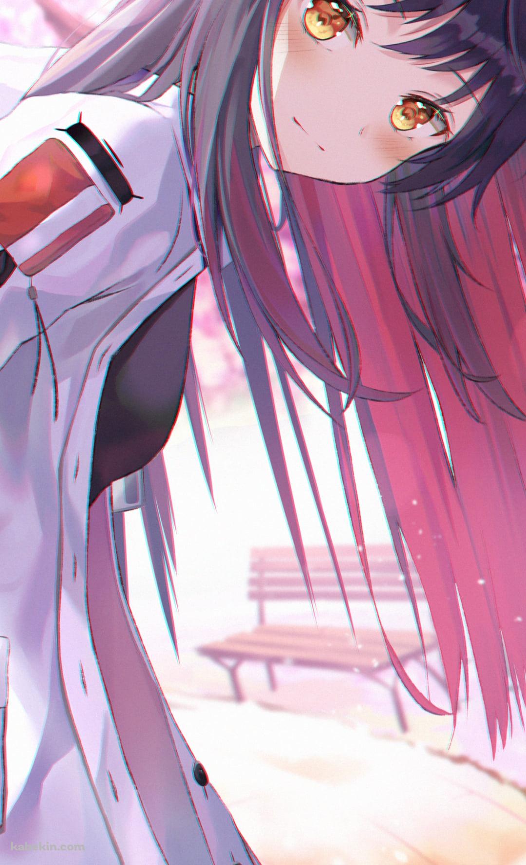 こちらを覗き込む可愛いテキサス / 桜の花 / アークナイツのAndroidの壁紙(1080px x 1776px) スマホ用