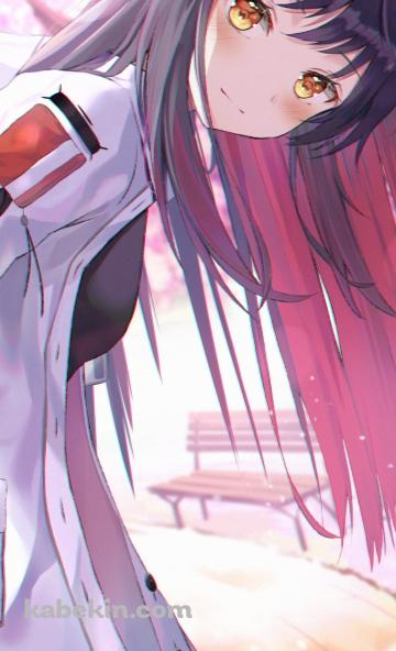 こちらを覗き込む可愛いテキサス / 桜の花 / アークナイツのAndroidの壁紙(360px x 592px) スマホ用