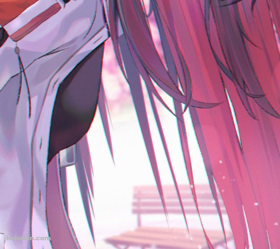 こちらを覗き込む可愛いテキサス / 桜の花 / アークナイツのAndroidの壁紙(960px x 854px) スマホ用