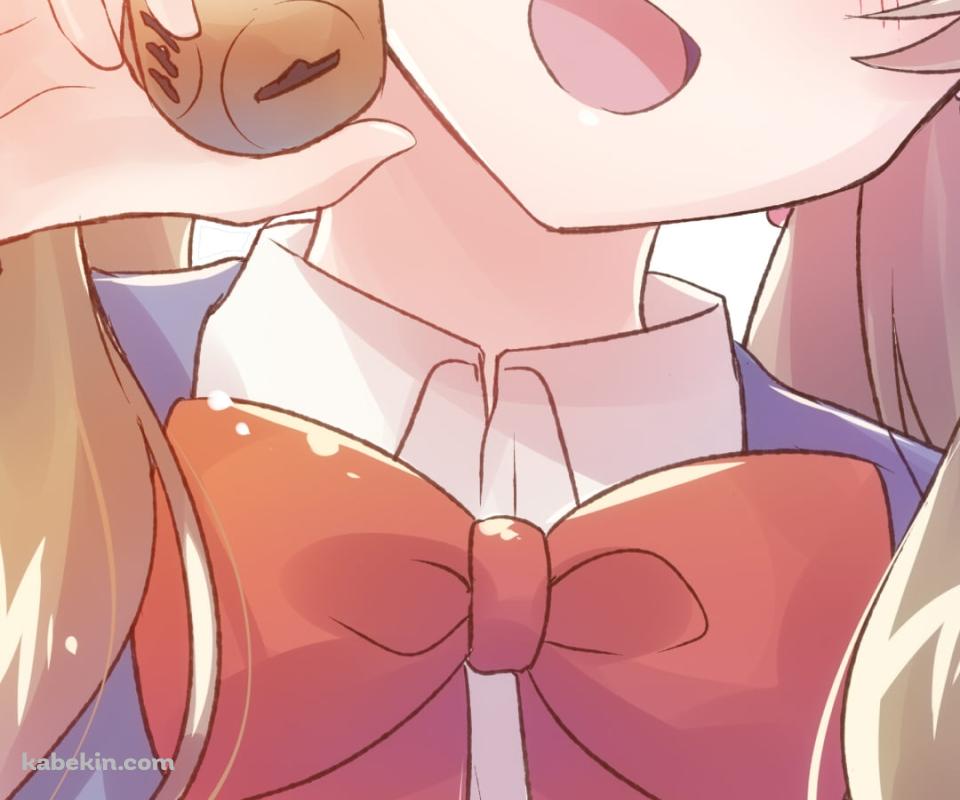サイコロを持ち笑う高屋敷綾 (たかやしきあや) / 放課後さいころ倶楽部のAndroidの壁紙(960px x 800px) スマホ用