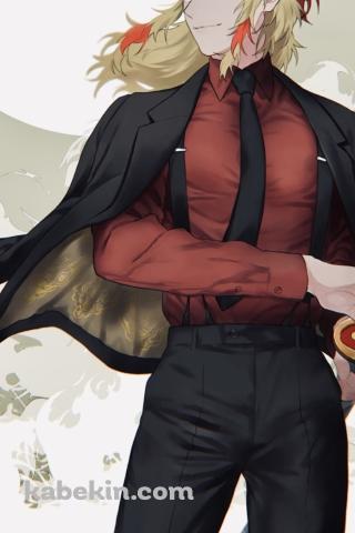 満月と刀に手をかけるかっこいい煉獄杏寿郎 / 鬼滅の刃のAndroidの壁紙(320px x 480px) スマホ用