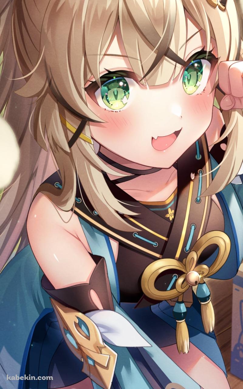 笑顔でにゃんにゃんポーズをする可愛い綺良々 / 原神のAndroidの壁紙(800px x 1280px) スマホ用