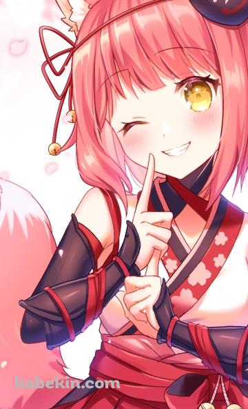 ウィンクしながらニンニンポーズをする可愛い咲夜あずさ / バーチャルYouTuber / VtuberのAndroidの壁紙(360px x 592px) スマホ用