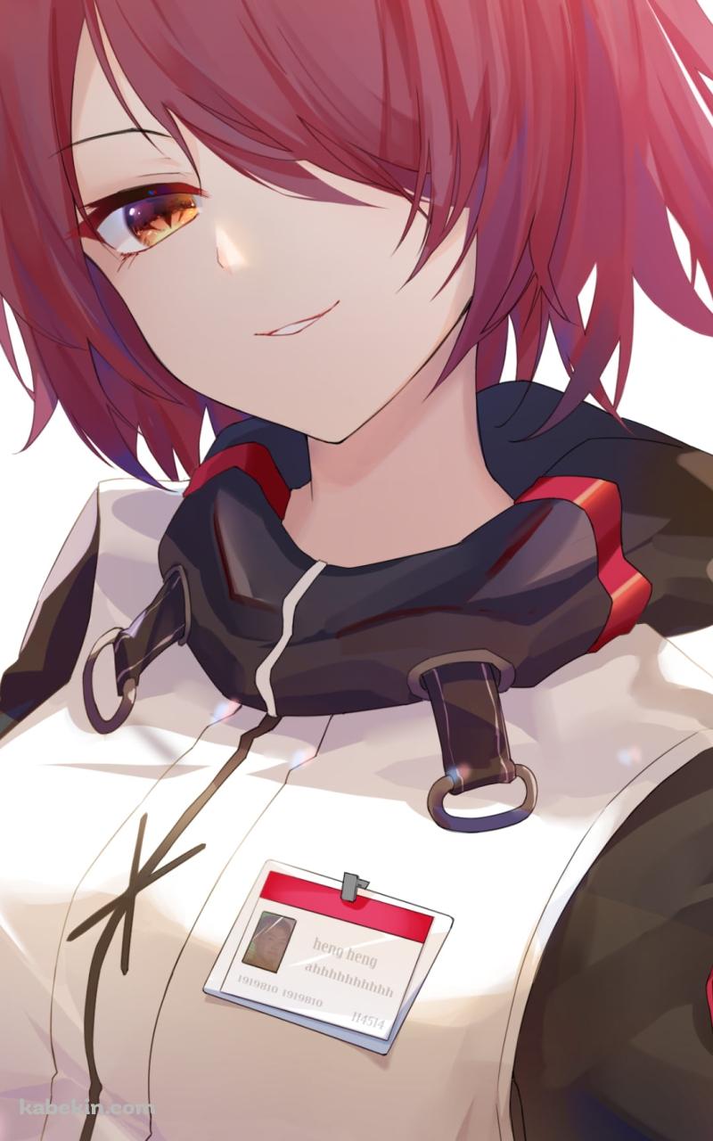 こちらに微笑むエクシア / 赤髪 / ショートヘアー / アークナイツのAndroidの壁紙(800px x 1280px) スマホ用