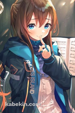 内緒のポーズをするアーミヤ / 楽譜 / アークナイツのAndroidの壁紙(320px x 480px) スマホ用