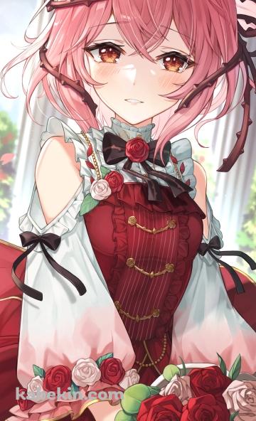 赤い薔薇の花束を持つ綺麗なロゼミ・ラブロック / にじさんじ / バーチャルYouTuber / VtuberのAndroidの壁紙(360px x 592px) スマホ用