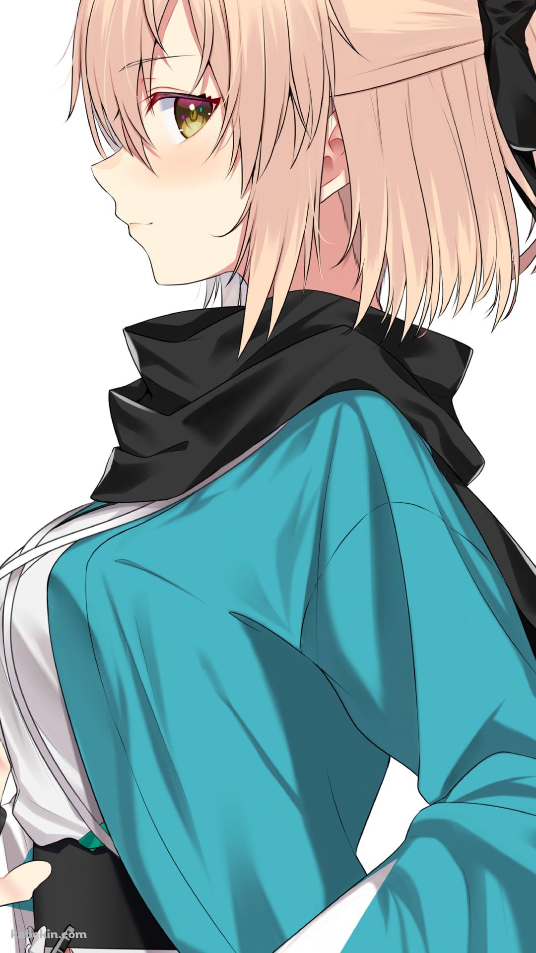 剣に手をかける沖田総司の横顔 / fate/grand orderのAndroidの壁紙(1080px x 1920px) スマホ用