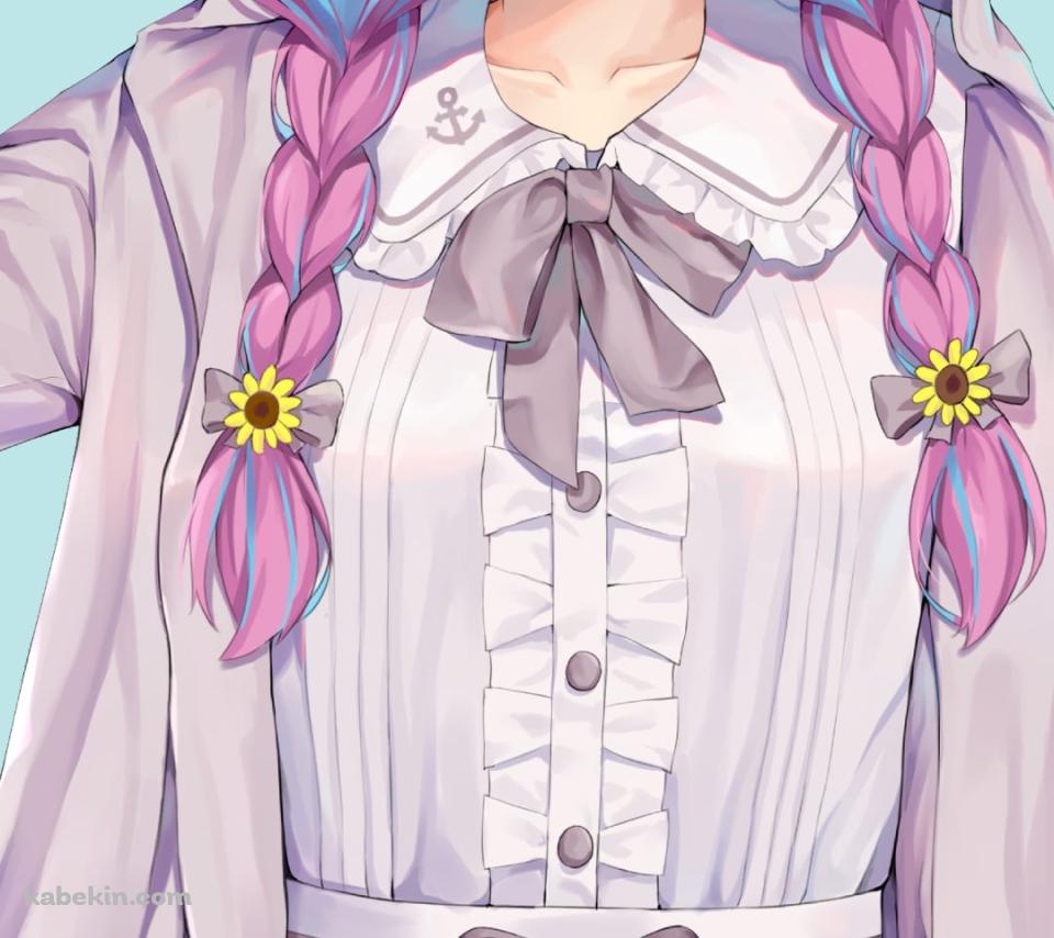 猫耳フードを被った湊あくあ / 萌え袖 / ホロライブ / バーチャルYouTuber / VtuberのAndroidの壁紙(960px x 854px) スマホ用