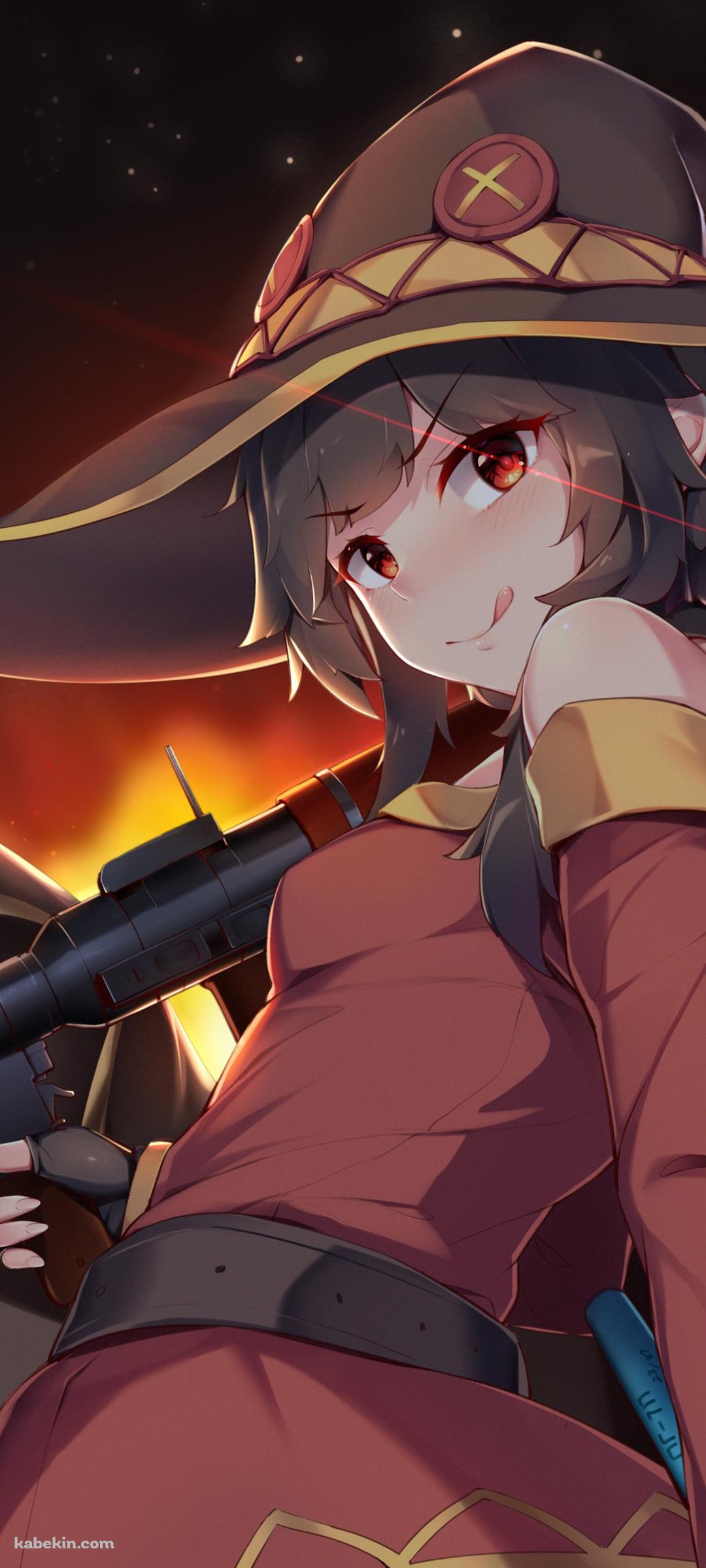 舌を出す可愛いめぐみん / この素晴らしい世界に祝福を!のAndroidの壁紙(1080px x 2400px) スマホ用