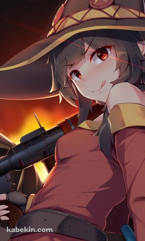 舌を出す可愛いめぐみん / この素晴らしい世界に祝福を!のAndroidの壁紙(480px x 800px) スマホ用