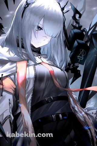 うつむいたフロストノヴァ / 銀髪 / アークナイツのAndroidの壁紙(320px x 480px) スマホ用