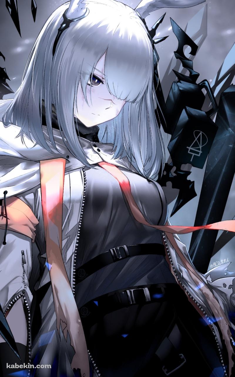 うつむいたフロストノヴァ / 銀髪 / アークナイツのAndroidの壁紙(800px x 1280px) スマホ用