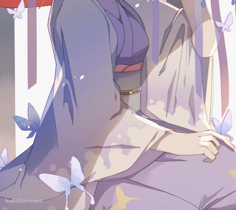 藤の花と蝶に囲まれる胡蝶しのぶ / 鬼滅の刃のAndroidの壁紙(960px x 854px) スマホ用