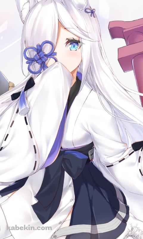 地べたに座る可愛い霞 / アズールレーンのAndroidの壁紙(480px x 800px) スマホ用
