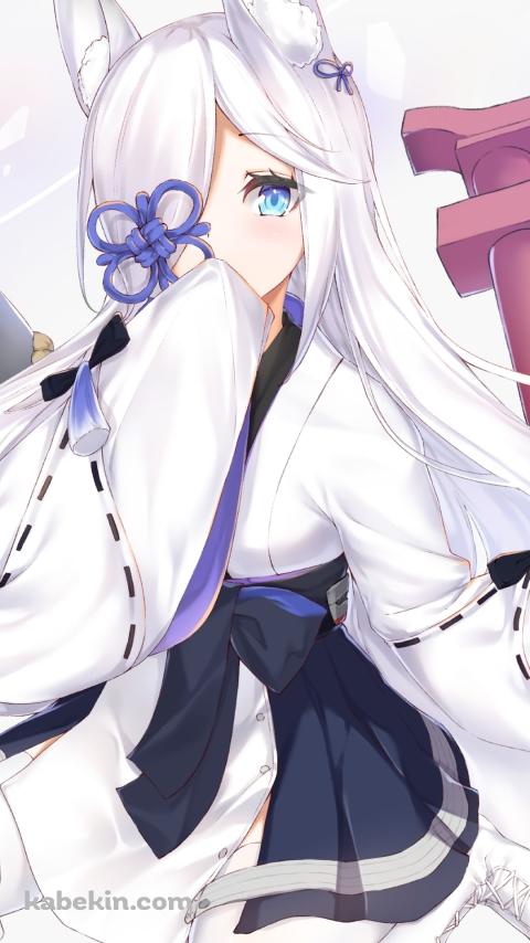 地べたに座る可愛い霞 / アズールレーンのAndroidの壁紙(480px x 854px) スマホ用