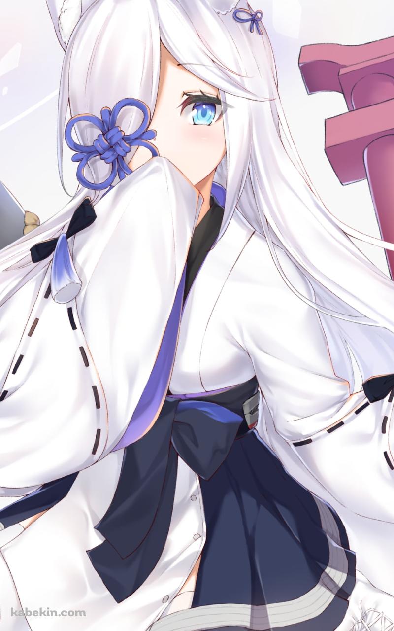 地べたに座る可愛い霞 / アズールレーンのAndroidの壁紙(800px x 1280px) スマホ用