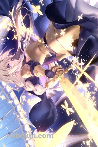 金色の剣を振るうアリス・シンセシス・サーティ / ソードアートオンラインのAndroidの壁紙(320px x 480px) スマホ用