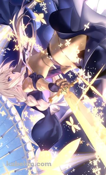 金色の剣を振るうアリス・シンセシス・サーティ / ソードアートオンラインのAndroidの壁紙(360px x 592px) スマホ用