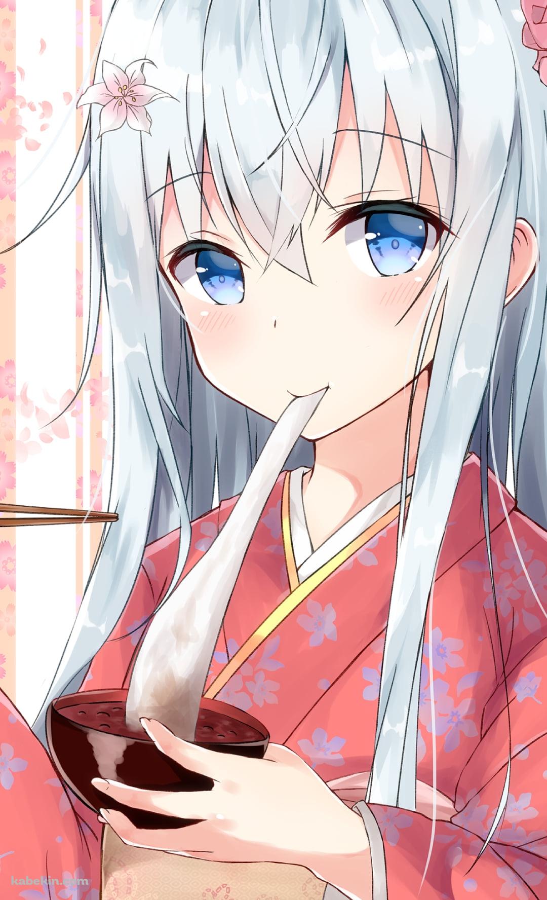 おしるこの餅を食べる響 / 艦隊これくしょんのAndroidの壁紙(1080px x 1776px) スマホ用
