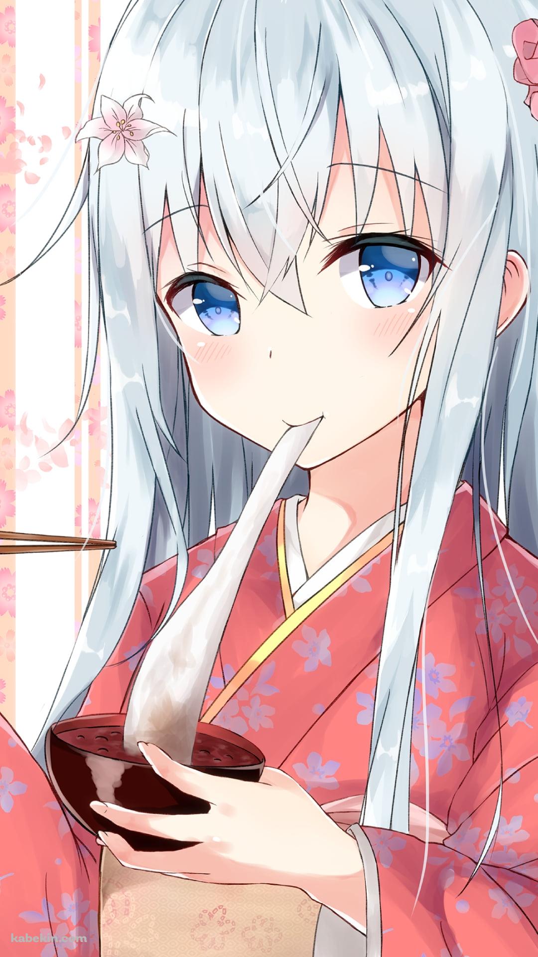 おしるこの餅を食べる響 / 艦隊これくしょんのAndroidの壁紙(1080px x 1920px) スマホ用