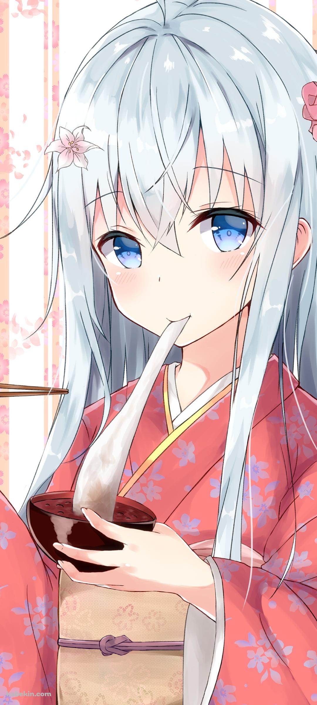 おしるこの餅を食べる響 / 艦隊これくしょんのAndroidの壁紙(1080px x 2400px) スマホ用