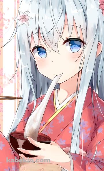 おしるこの餅を食べる響 / 艦隊これくしょんのAndroidの壁紙(360px x 592px) スマホ用