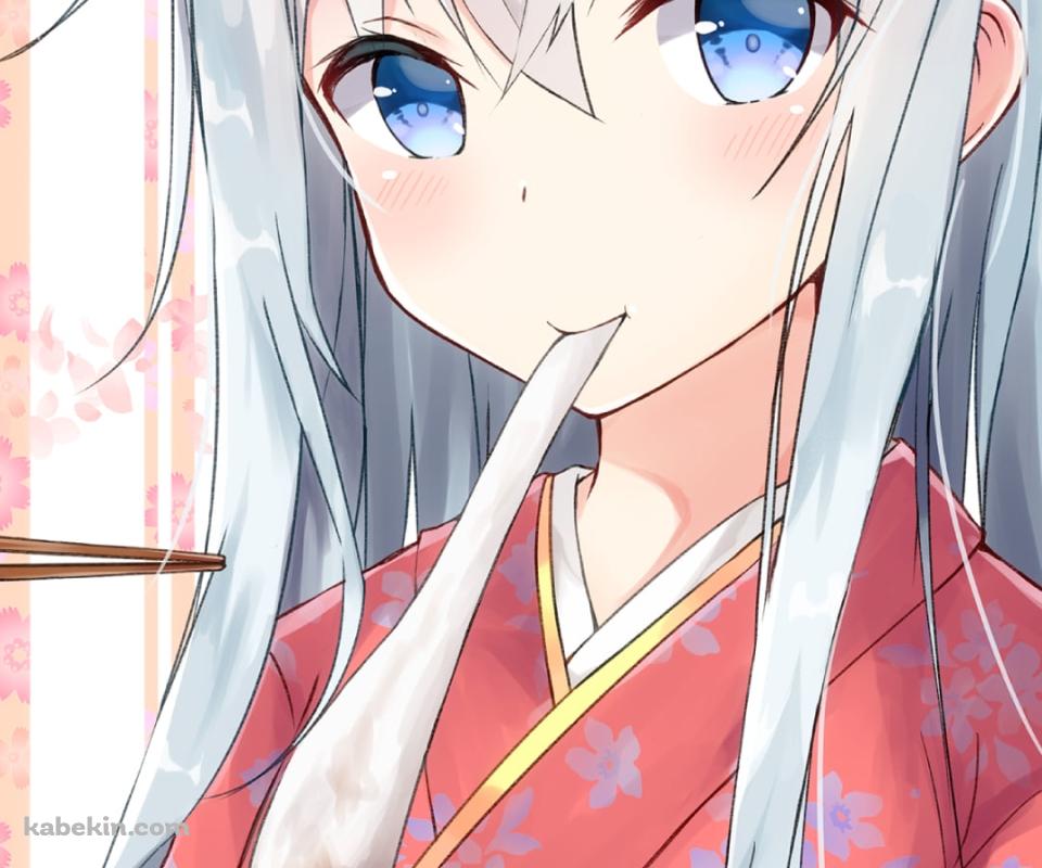 おしるこの餅を食べる響 / 艦隊これくしょんのAndroidの壁紙(960px x 800px) スマホ用