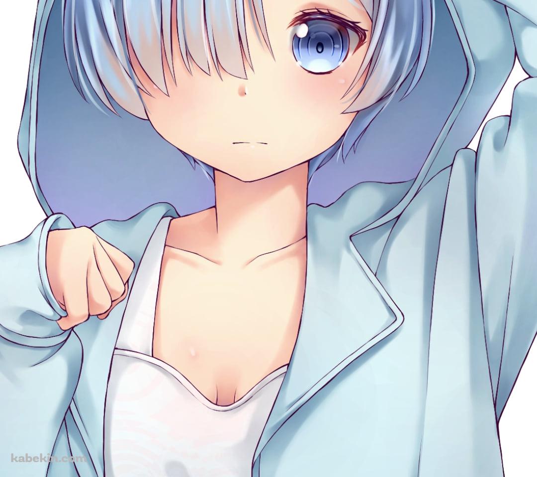 青いフードを被った可愛いレム / Re:ゼロから始める異世界生活のAndroidの壁紙(1080px x 960px) スマホ用