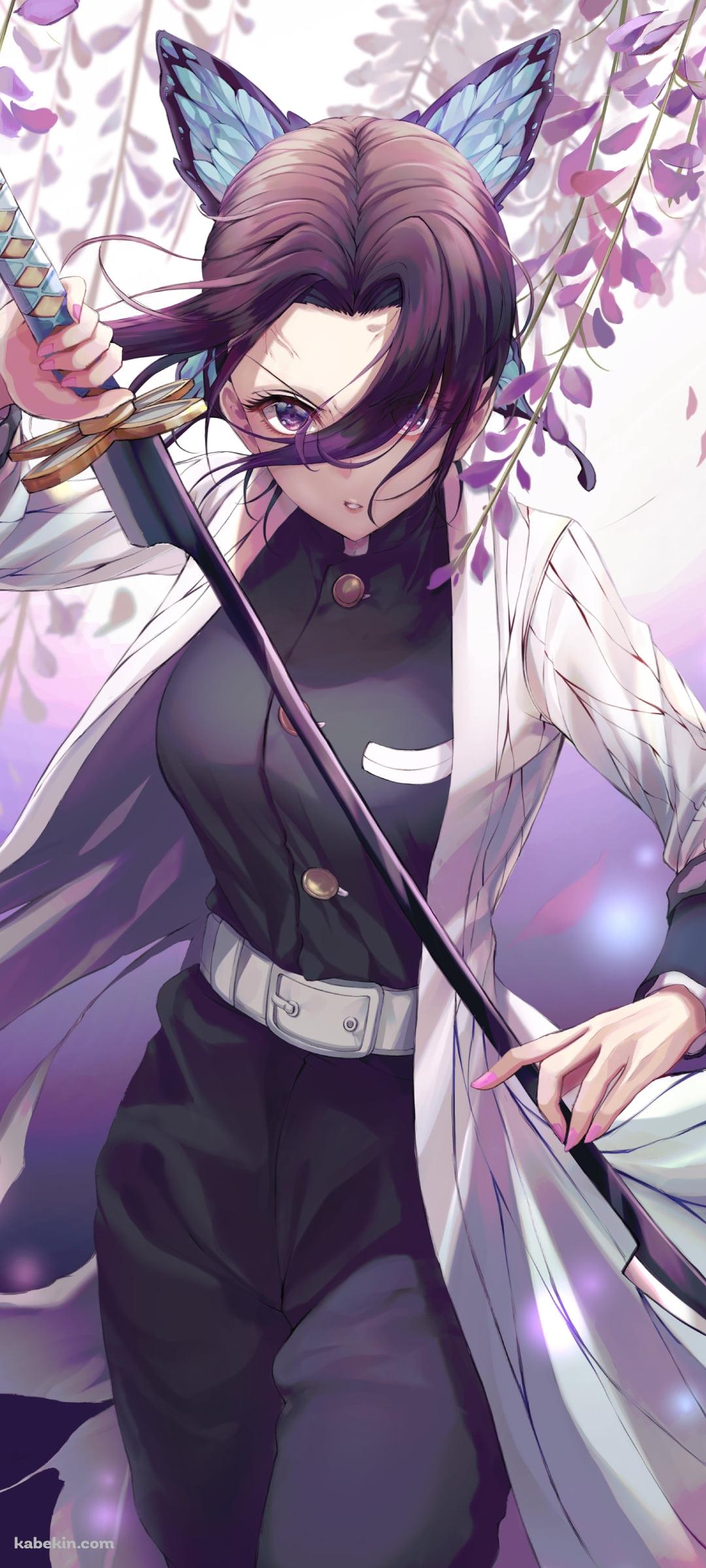 剣を持つかっこいい胡蝶しのぶ / 鬼滅の刃のAndroidの壁紙(1080px x 2400px) スマホ用