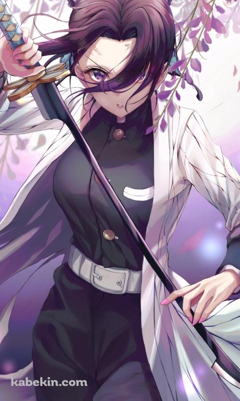 剣を持つかっこいい胡蝶しのぶ / 鬼滅の刃のAndroidの壁紙(480px x 800px) スマホ用