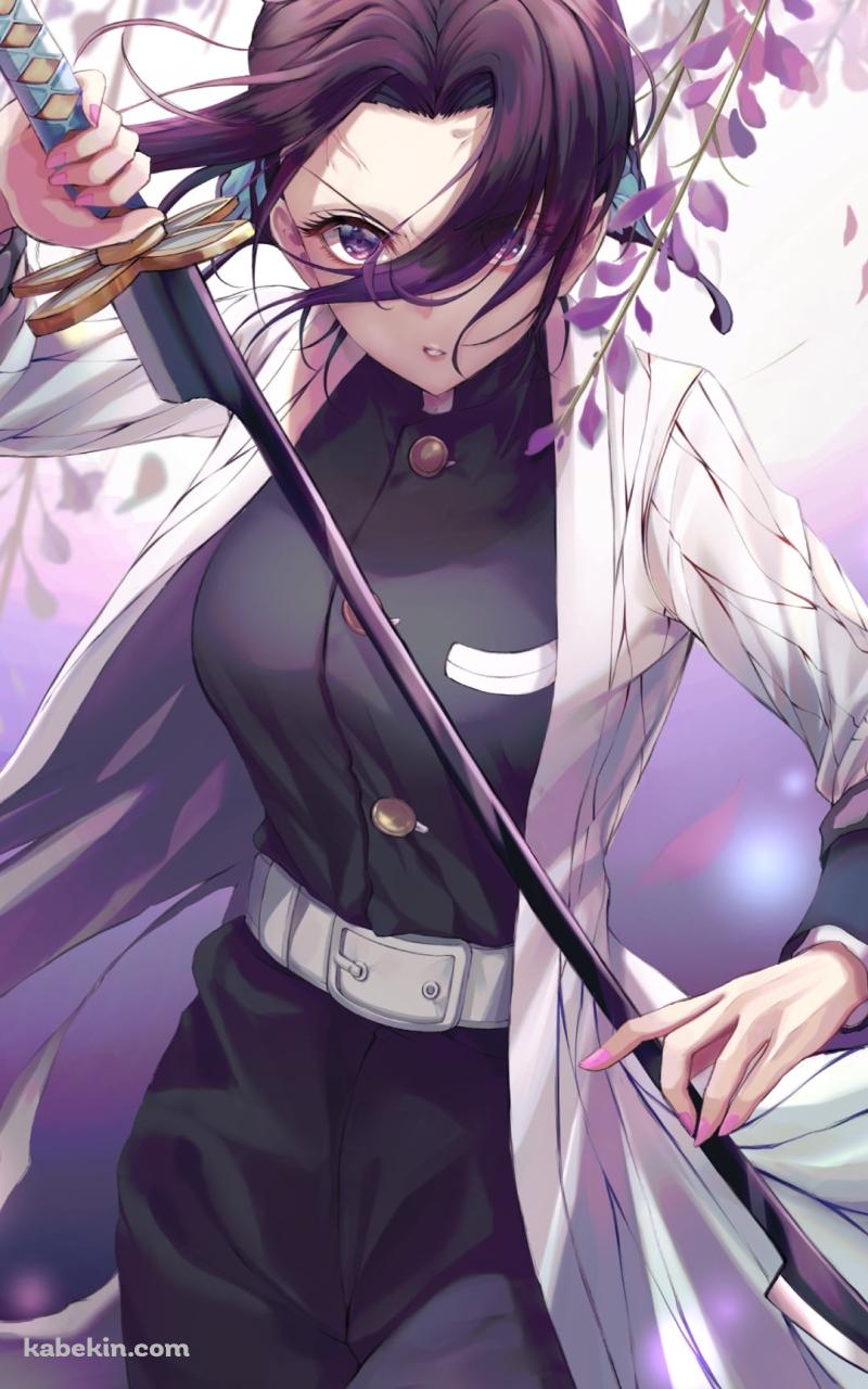 剣を持つかっこいい胡蝶しのぶ / 鬼滅の刃のAndroidの壁紙(800px x 1280px) スマホ用