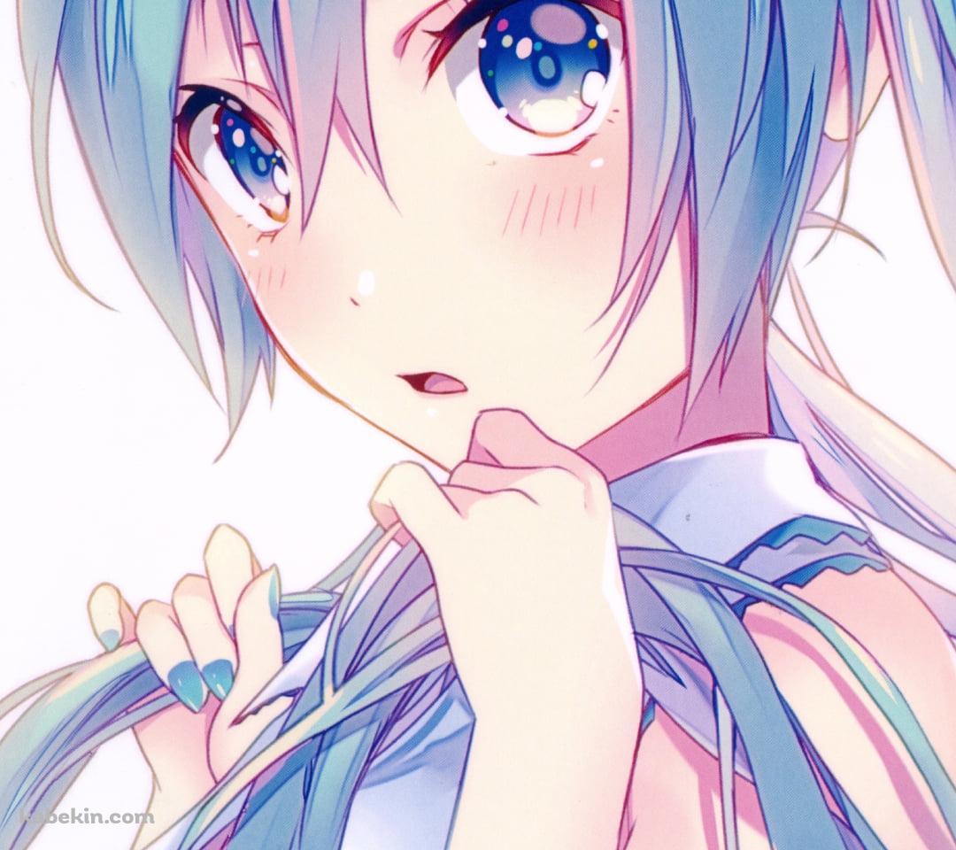 ツインテールの左右の髪を持つ可愛い初音ミク / ボカロ / ボーカロイドのAndroidの壁紙(1080px x 960px) スマホ用