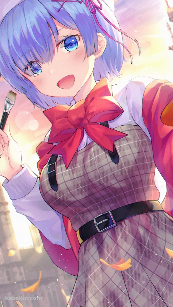 絵具を持つ可愛いレム / ビッグベン / Re:ゼロから始める異世界生活のAndroidの壁紙(720px x 1280px) スマホ用