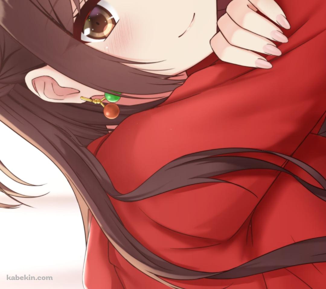 こちらを見つめる赤い服を着た可愛い水原千鶴 / 彼女、お借りしますのAndroidの壁紙(1080px x 960px) スマホ用