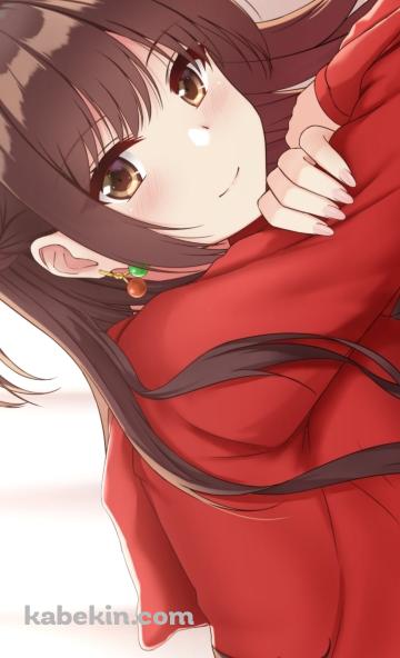 こちらを見つめる赤い服を着た可愛い水原千鶴 / 彼女、お借りしますのAndroidの壁紙(360px x 592px) スマホ用