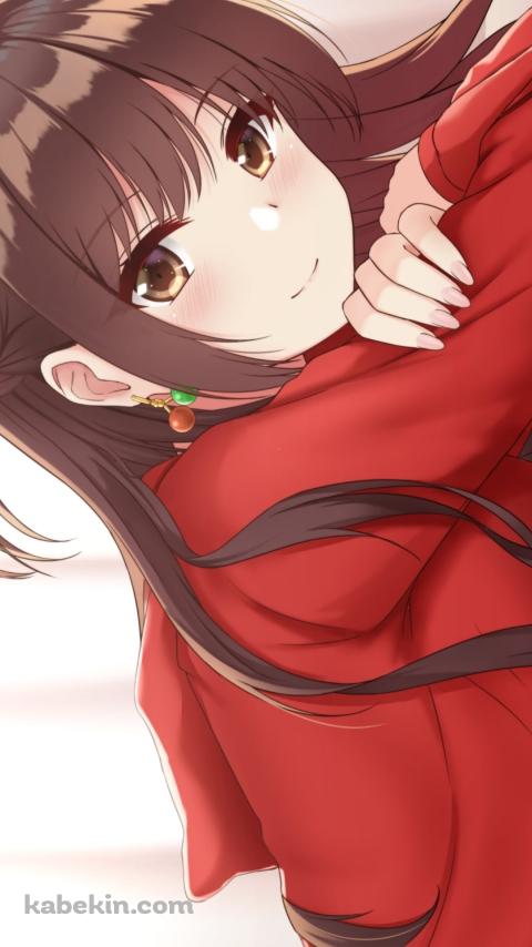 こちらを見つめる赤い服を着た可愛い水原千鶴 / 彼女、お借りしますのAndroidの壁紙(480px x 854px) スマホ用