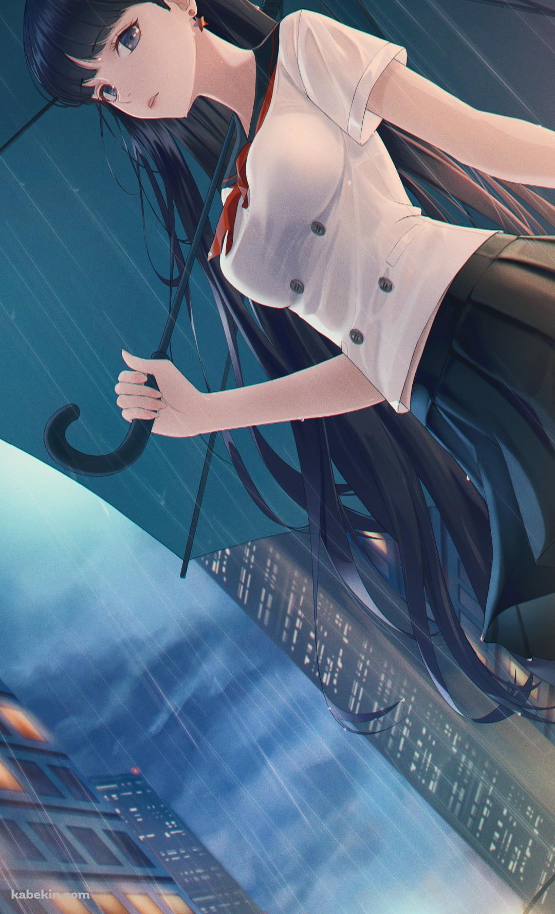 雨の中、黒い傘をさす火野レイ / 美少女戦士セーラームーンのAndroidの壁紙(1080px x 1776px) スマホ用